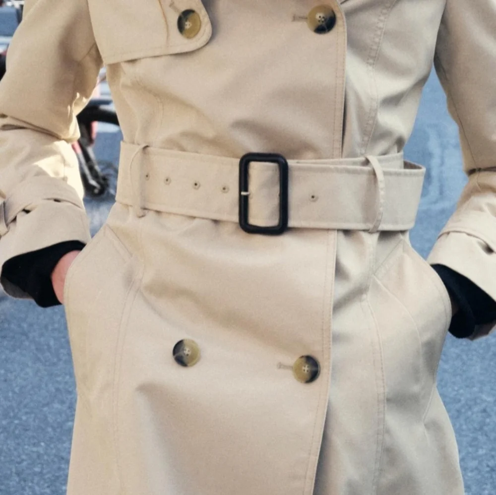 Zara Light Beige Belted Trench Coat - Picture 2 of 12